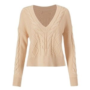 Cabi Cropped Cable Pullover Size Medium